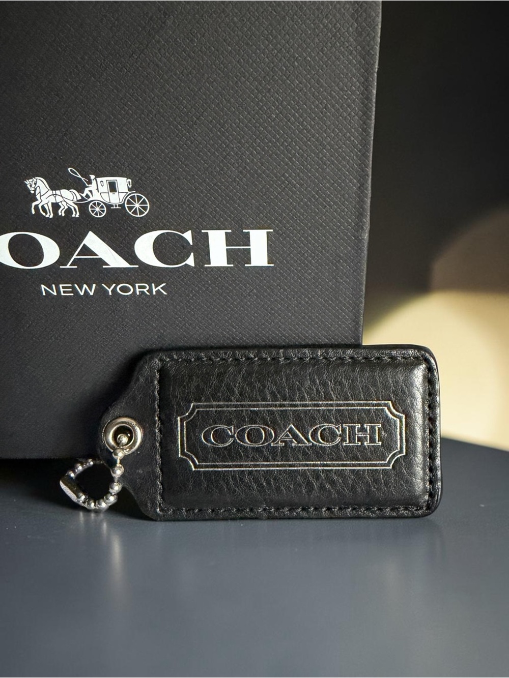 Coach Black Leather Hangtag Storypatch Charm  (Madison Lindsey Style #17957)